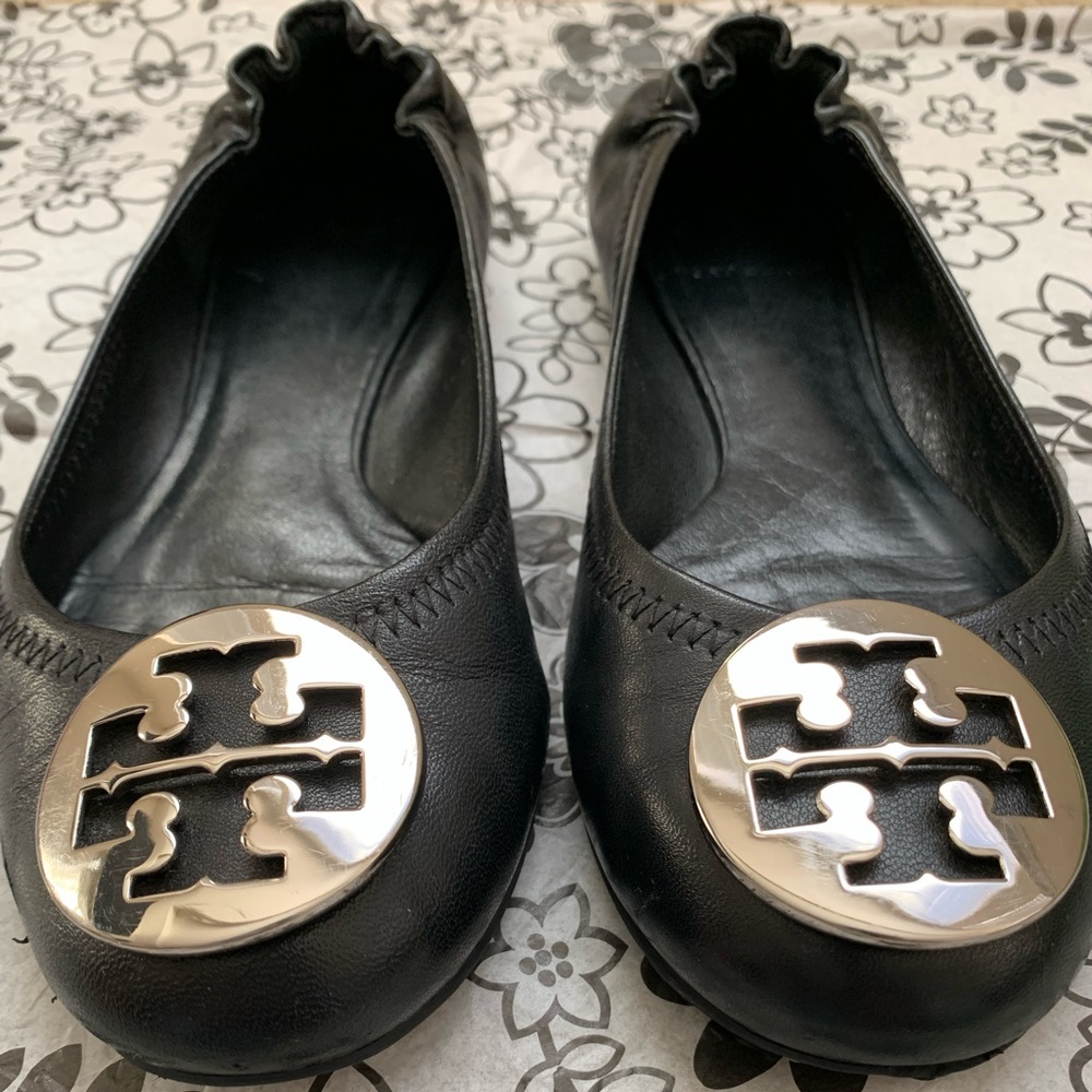 Tory Burch Reva Flats, Black, Size 7